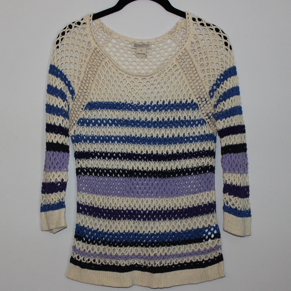 Lucky Brand Crochet Blue & Purple Striped Sweater